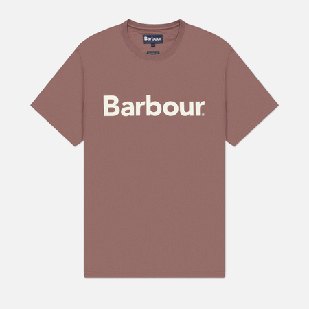 фото Мужская футболка barbour big printed logo, цвет коричневый, размер xl
