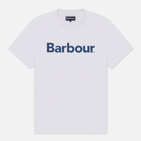 фото Мужская футболка barbour big printed logo, цвет белый, размер s