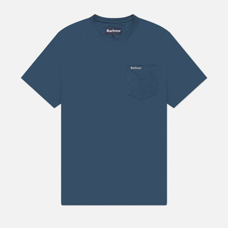 фото Мужская футболка barbour langdon pocket, цвет синий, размер m