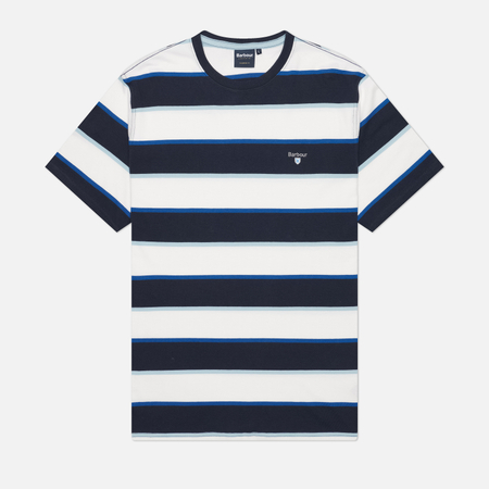 фото Мужская футболка barbour meldon stripe, цвет синий, размер xxl