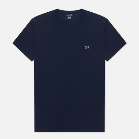 фото Мужская футболка lacoste classic embroidered logo, цвет синий, размер xl