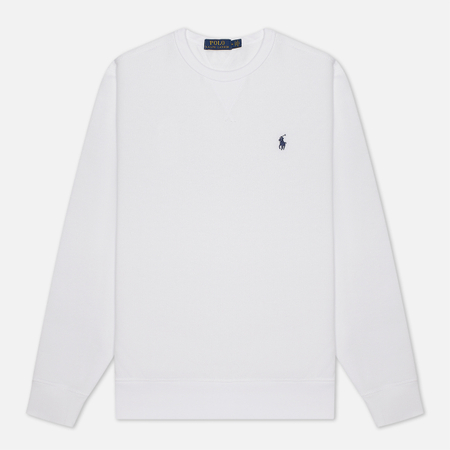 фото Мужская толстовка polo ralph lauren embroidered pony fleece crew neck, цвет белый, размер xxl