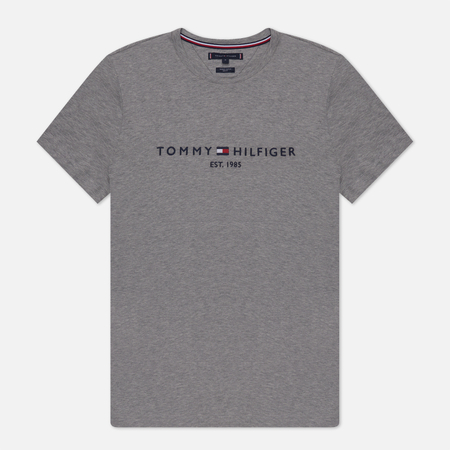 фото Мужская футболка tommy hilfiger core tommy logo, цвет серый, размер s