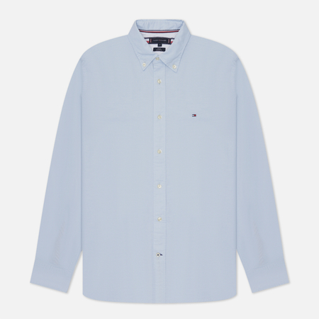 фото Мужская рубашка tommy hilfiger core 1985 flex oxford regular fit, цвет голубой, размер s