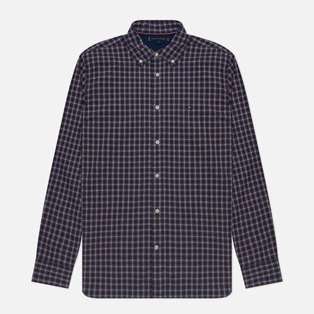 фото Мужская рубашка tommy hilfiger soft flex mini tartan regular fit, цвет синий, размер s