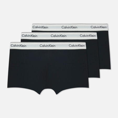 фото Комплект мужских трусов calvin klein underwear 3-pack trunk modern cotton, цвет чёрный, размер s
