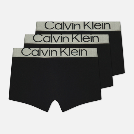 фото Комплект мужских трусов calvin klein underwear 3-pack trunk steel cotton, цвет чёрный, размер s
