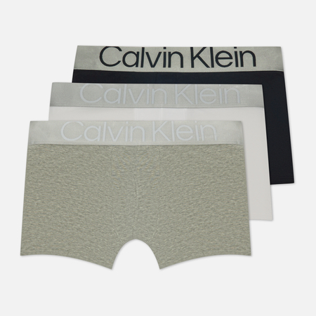 фото Комплект мужских трусов calvin klein underwear 3-pack trunk steel cotton, цвет комбинированный, размер s