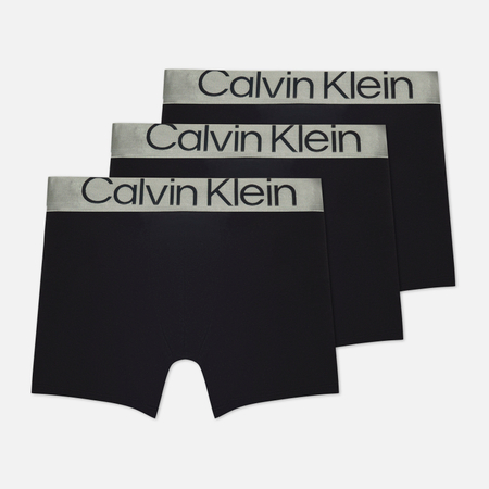 фото Комплект мужских трусов calvin klein underwear 3-pack boxer brief steel cotton, цвет чёрный, размер s