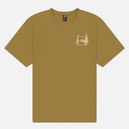 фото Мужская футболка the north face camping relaxed, цвет оливковый, размер s
