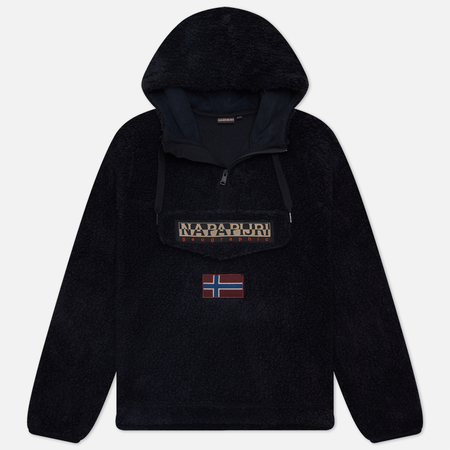 фото Мужская толстовка napapijri burgee half zip hoodie, цвет чёрный, размер s