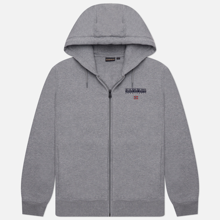 фото Мужская толстовка napapijri ayas full zip hoodie, цвет серый, размер s