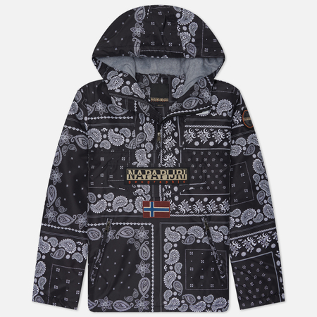 фото Мужская куртка анорак napapijri rainforest pocket print 2, цвет чёрный, размер s