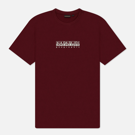 фото Мужская футболка napapijri s-box 4, цвет бордовый, размер s