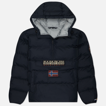 фото Мужская куртка анорак napapijri rainforest pocket winter puffer, цвет чёрный, размер s