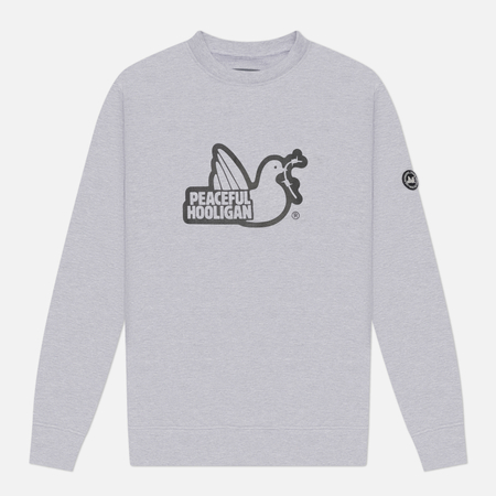 фото Мужская толстовка peaceful hooligan outline, цвет серый, размер l