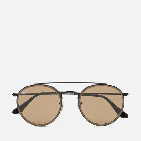 фото Солнцезащитные очки ray-ban round double bridge polarized+, цвет чёрный, размер 51mm