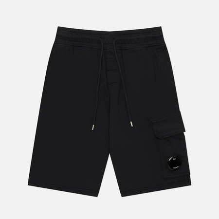 фото Мужские шорты c.p. company light fleece cargo lens detail, цвет чёрный, размер m