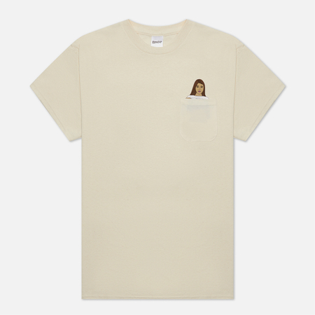 фото Мужская футболка ripndip flashing kittys pocket, цвет бежевый, размер s