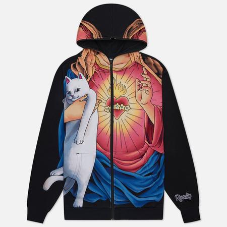 фото Мужская толстовка ripndip mother mary full zip hoodie, цвет чёрный, размер s