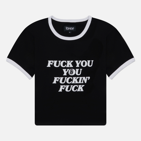 фото Женская футболка ripndip fuckin fuck cropped ringer, цвет чёрный, размер xs