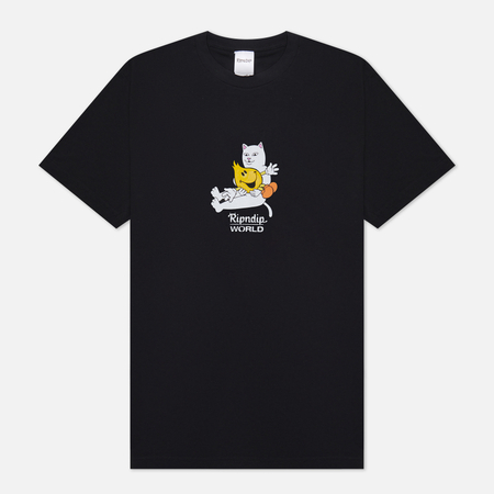 фото Мужская футболка ripndip x world industries nerm heart flameboy, цвет чёрный, размер s