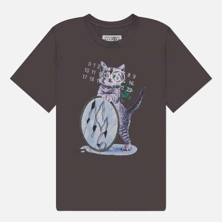 фото Женская футболка maison margiela mm6 cat print, цвет коричневый, размер xs