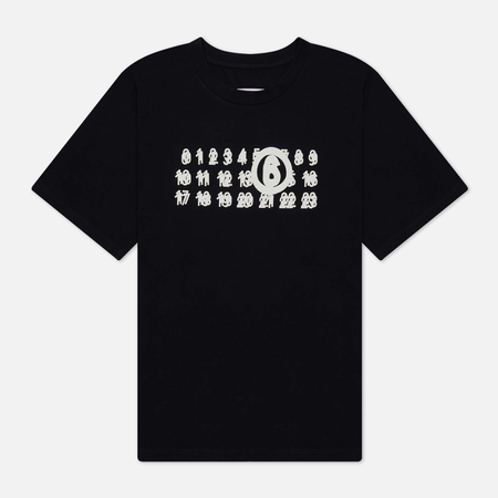фото Женская футболка maison margiela mm6 triple logo, цвет чёрный, размер xs