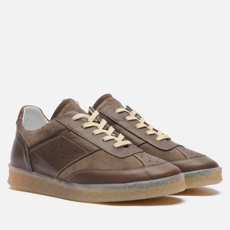 фото Мужские кроссовки maison margiela mm6 6 court leather, цвет коричневый, размер 40 eu