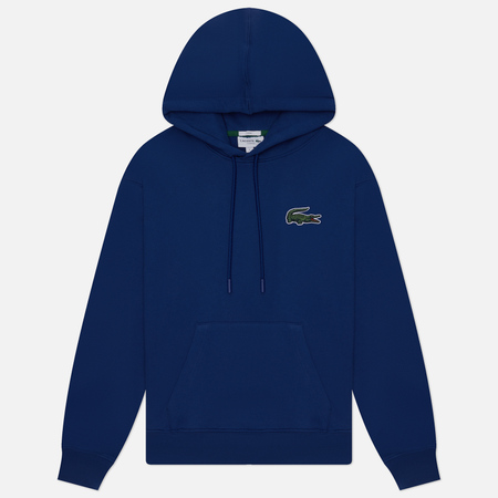 фото Мужская толстовка lacoste loose fit hoodie organic cotton, цвет синий, размер s