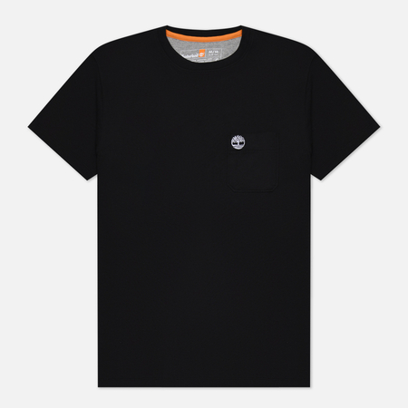 фото Мужская футболка timberland dunstan river chest pocket, цвет чёрный, размер s