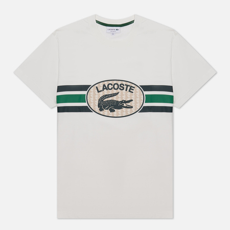 фото Мужская футболка lacoste monogram print regular fit, цвет белый, размер s
