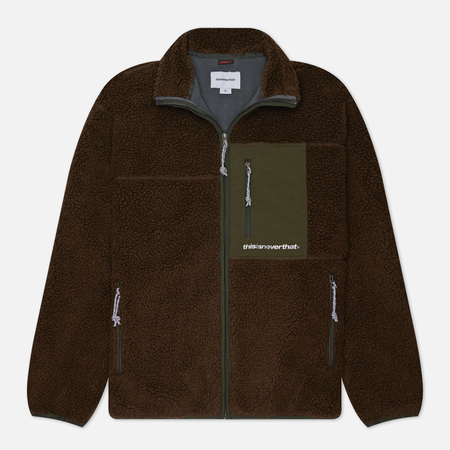 фото Мужская флисовая куртка thisisneverthat sp sherpa fleece, цвет коричневый, размер s