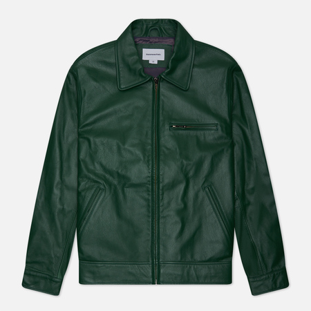 фото Мужская демисезонная куртка thisisneverthat leather sports, цвет зелёный, размер s