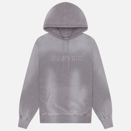 фото Мужская толстовка thisisneverthat overdyed embroidery hoodie regular, цвет фиолетовый, размер m