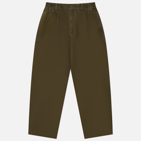 фото Мужские брюки thisisneverthat double pleated wide, цвет оливковый, размер s