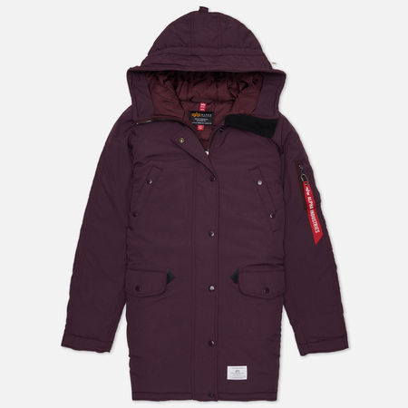 фото Женская куртка парка alpha industries n-3b altitude mod, цвет бордовый, размер xs