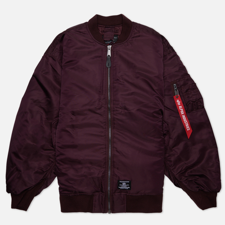 фото Женская куртка бомбер alpha industries oversized ma-1 mod flight, цвет фиолетовый, размер xs