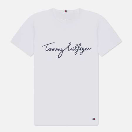 фото Женская футболка tommy hilfiger heritage crew neck graphic, цвет белый, размер xs