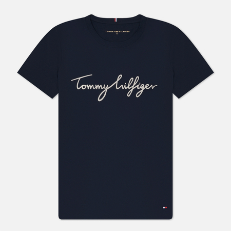 фото Женская футболка tommy hilfiger heritage crew neck graphic, цвет синий, размер xs