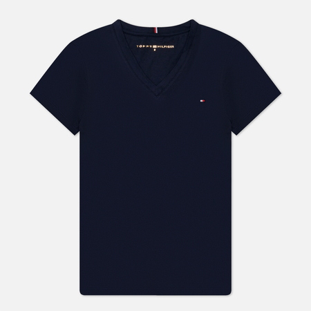 фото Женская футболка tommy hilfiger heritage v-neck, цвет синий, размер xs