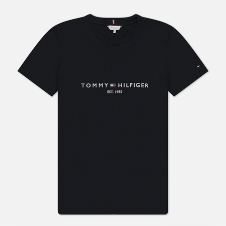 фото Женская футболка tommy hilfiger heritage hilfiger crew neck regular, цвет чёрный, размер xs