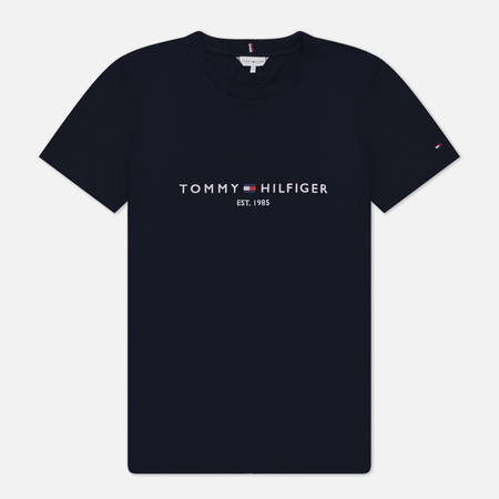 фото Женская футболка tommy hilfiger heritage hilfiger crew neck regular, цвет синий, размер xs
