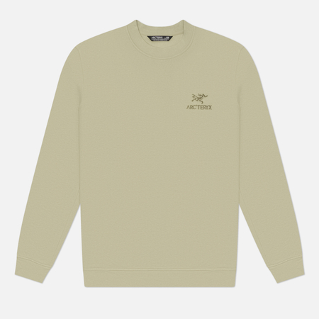 фото Мужская толстовка arcteryx emblem fleece crew neck, цвет зелёный, размер m