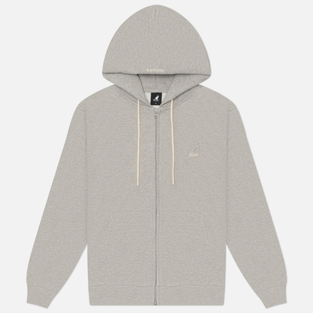 фото Мужская толстовка kangol essential zip-up hoodie, цвет серый, размер l