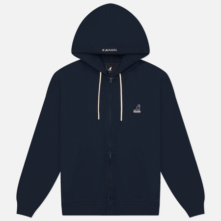 фото Мужская толстовка kangol essential zip-up hoodie, цвет синий, размер s