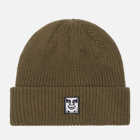 Шапка OBEY Mid Icon Patch Cuff, цвет оливковый