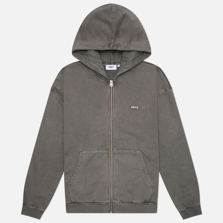 Мужская толстовка OBEY Lowercase Pigment Zip Hoodie Fleece, цвет серый, размер M