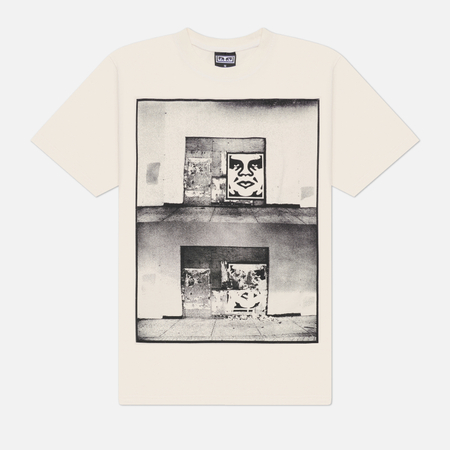 Мужская футболка OBEY Destroyed Icon Photo, цвет белый, размер M