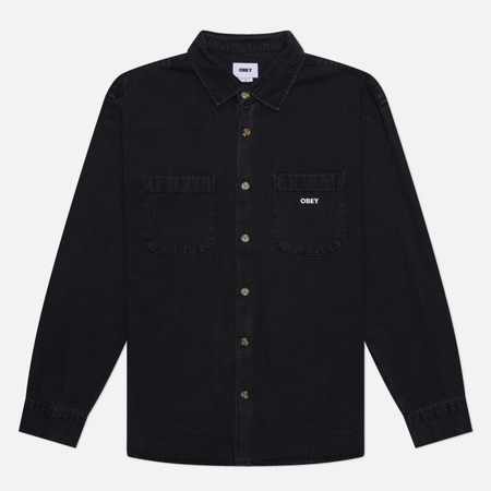 Мужская рубашка OBEY Charlie Denim Woven, цвет чёрный, размер XL